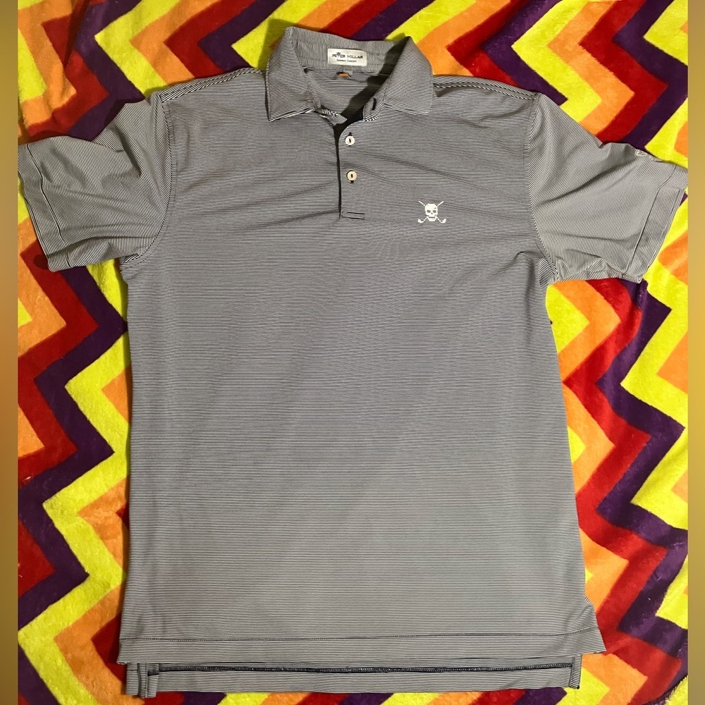 Peter Millar Summer Comfort Competition Stripe Stretch Jersey Polo SKULL DESIGN